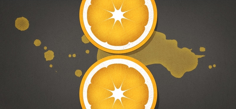 Illustration of an orange sliced in half